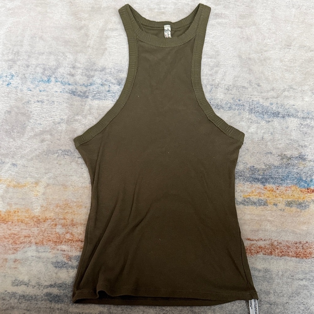 Free People Olive Ribbed Tank